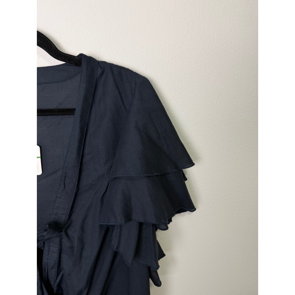 Free People Intimately Black Ruffle Sleeve Tie Front Mesh Bodysuit OB959390 L - Picture 5 of 9